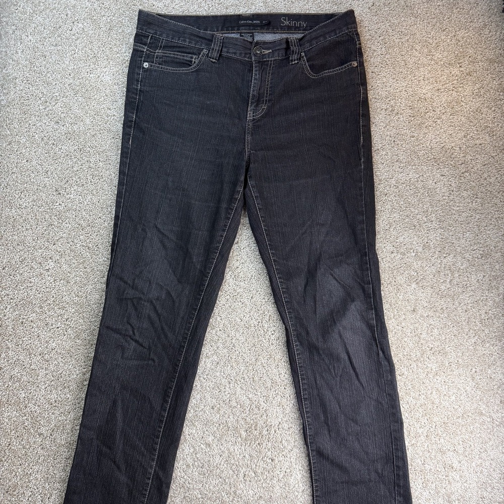Calvin Klein Jeans Skinny Jeans Womens 31 Charcoal Wash Gray Stretch Denim